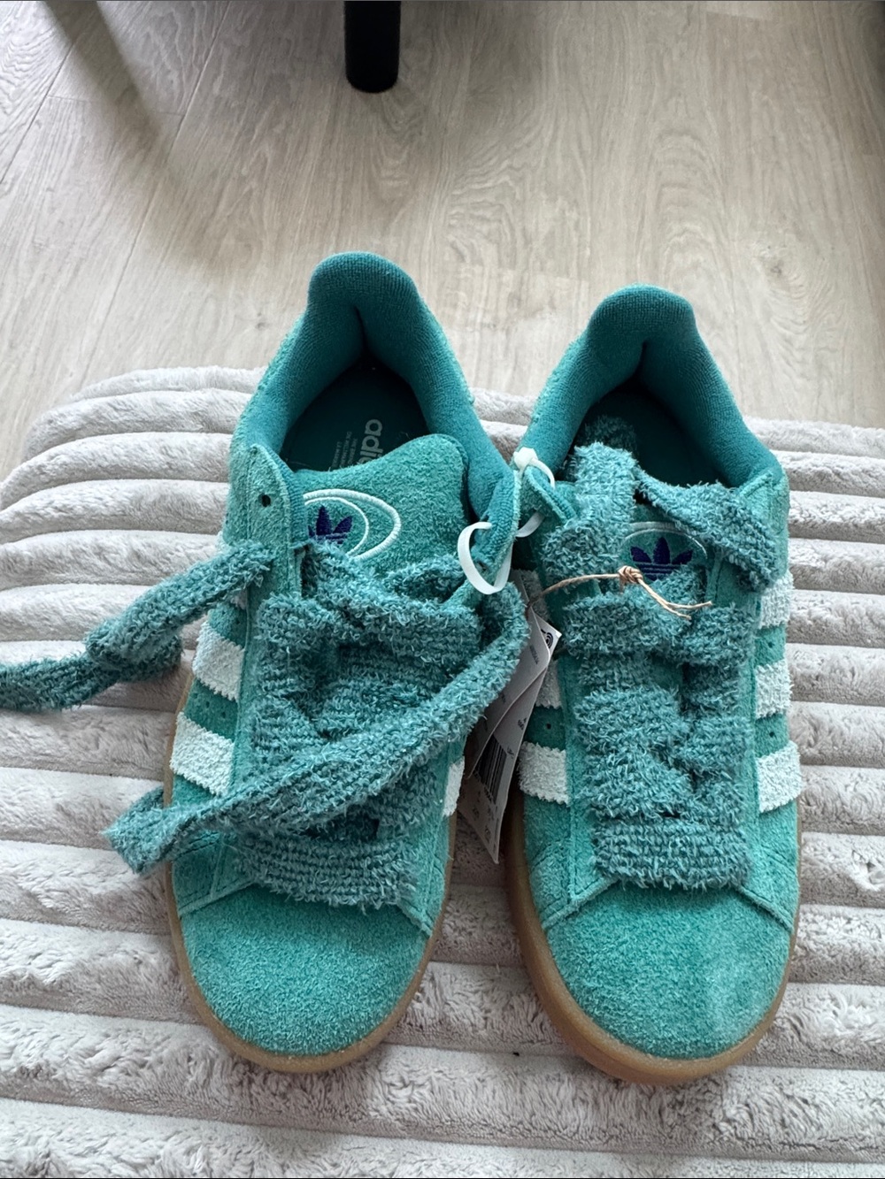 Adidas Kids' Teal Suede Sneakers with White Stripes